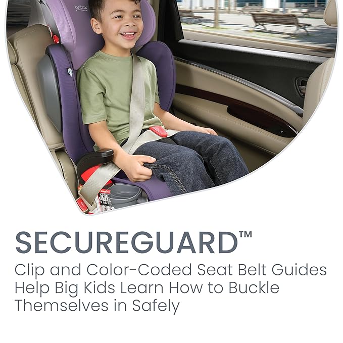 Britax Highpoint Backless Belt-Positioning Booster Seat, SafeWash Purple Ombre-BubblyBeeBaby