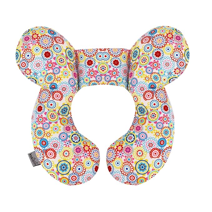 KAKIBLIN Baby Neck Pillow, Upgraded Baby Support Pillow,Baby Neck Support Pillow for Carseat, Newborn Neck Support for Car Seat,Pushchair,Travel (Flower)-BubblyBeeBaby