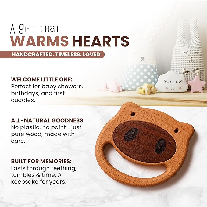 100% Wooden Baby Toy | No Paint, No Plastic | Eco-Friendly Rattle for 0–6 Months-BubblyBeeBaby