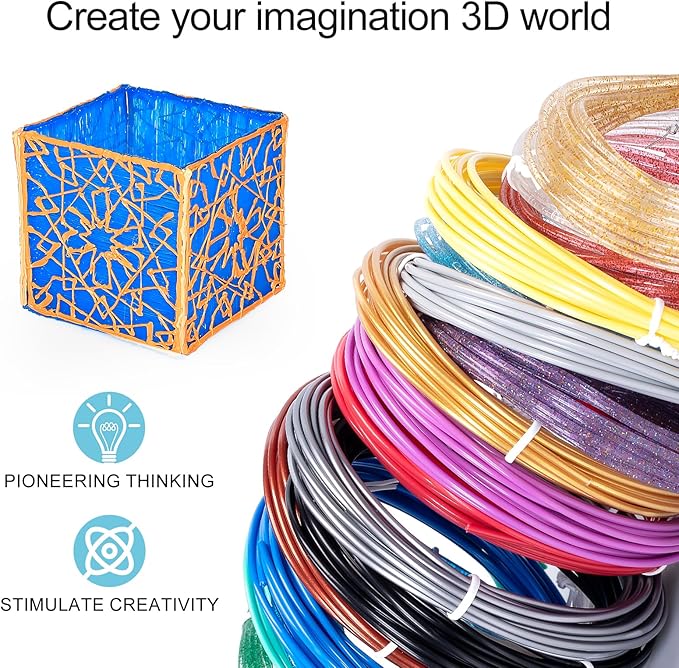 18 Colors 3D Pen Filament Refills Compatible with SCRIB3D MYNT3D PIKA3D 3D Pen for Kids Per Color 10Feet 1.75mm PLA 3D Printing Pen Filament Refills, NOT FIT 3Doodler Start Pen-BubblyBeeBaby