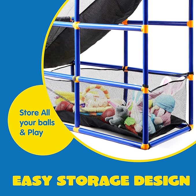 JOYIN Arcade Basketball Game Set with 4 Balls and Hoop for Kids 3 to 12 Years Old Indoor Outdoor Sport Play - Easy Set Up - Air Pump Included - Ideal for Competition-BubblyBeeBaby