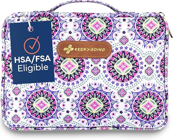 KeepGoing Large Home First Aid Kit for Kids – 270 Pc. for Car, Home, Dorm, & Boat with Latex-Free Bandages – 10 x 7 x 3.5 in. Travel First Aid Kit (Boho)-BubblyBeeBaby