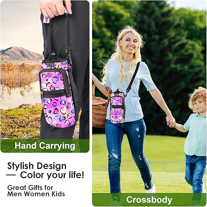 icolor Water Bottle Carrier Bag with Strap 25/32/40 oz Crossbody Bottle Holder with Phone Pocket Sling Sleeve Insulated Neoprene Water Bottle Pouch for Walking Travelling-BubblyBeeBaby