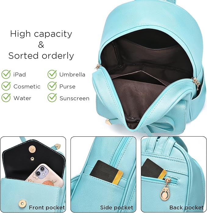 I IHAYNER Girls Bowknot Cute Leather Backpack Mini Backpack Purse for Women-BubblyBeeBaby