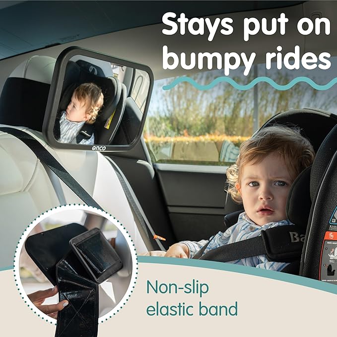 Onco Fixed Headrest Baby Car Mirror - Tesla-Compatible Car Mirror for Baby, 100% Shatterproof & Shake-Proof, Non-Slip with 360° Rotation, Newborn Must Haves-BubblyBeeBaby
