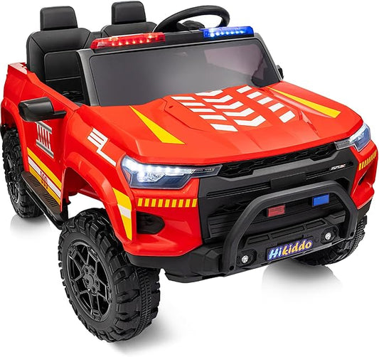12V 7Ah Electric Fire Truck Ride-On Toy for Big Kids, 2 Seater Kids Ride on Car SUV w/Remote Control, Bluetooth - Red-BubblyBeeBaby