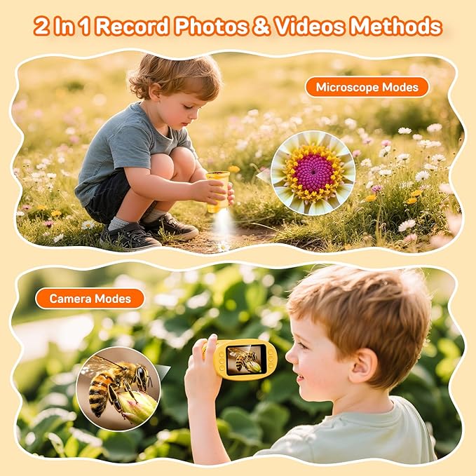 1000X Handheld Digital Microscope for Kids – 2-Inch Screen STEM Toy, Christmas Birthday Gift for Boys & Girls 5-10 Years, Portable Magnification Science Lab Kit-BubblyBeeBaby