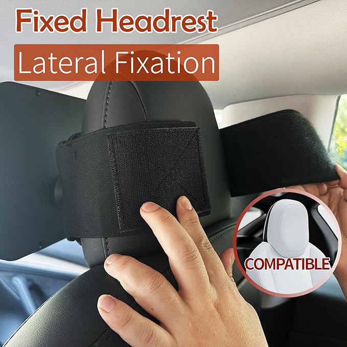 Funbliss Baby Car Mirror for Fixed Headrest, Compatible with Tesla Car Mirror for Baby and Other Models, 360° Rotation Clear & Wide View, Easy Install with Non-Slip Elastic Fixing-BubblyBeeBaby