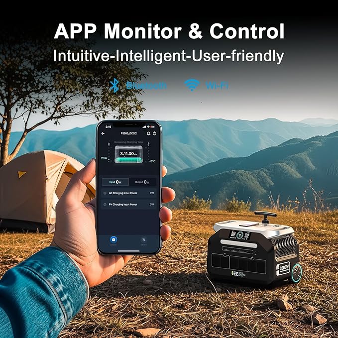 IEE P2400 Solar Generator,2400W/2048Wh Solar power station,1800W Super Fast Charging, LiFePO4 (LFP) Battery,APP Control Emergency Power Station for Home, Camping, RV and Power Outages-BubblyBeeBaby