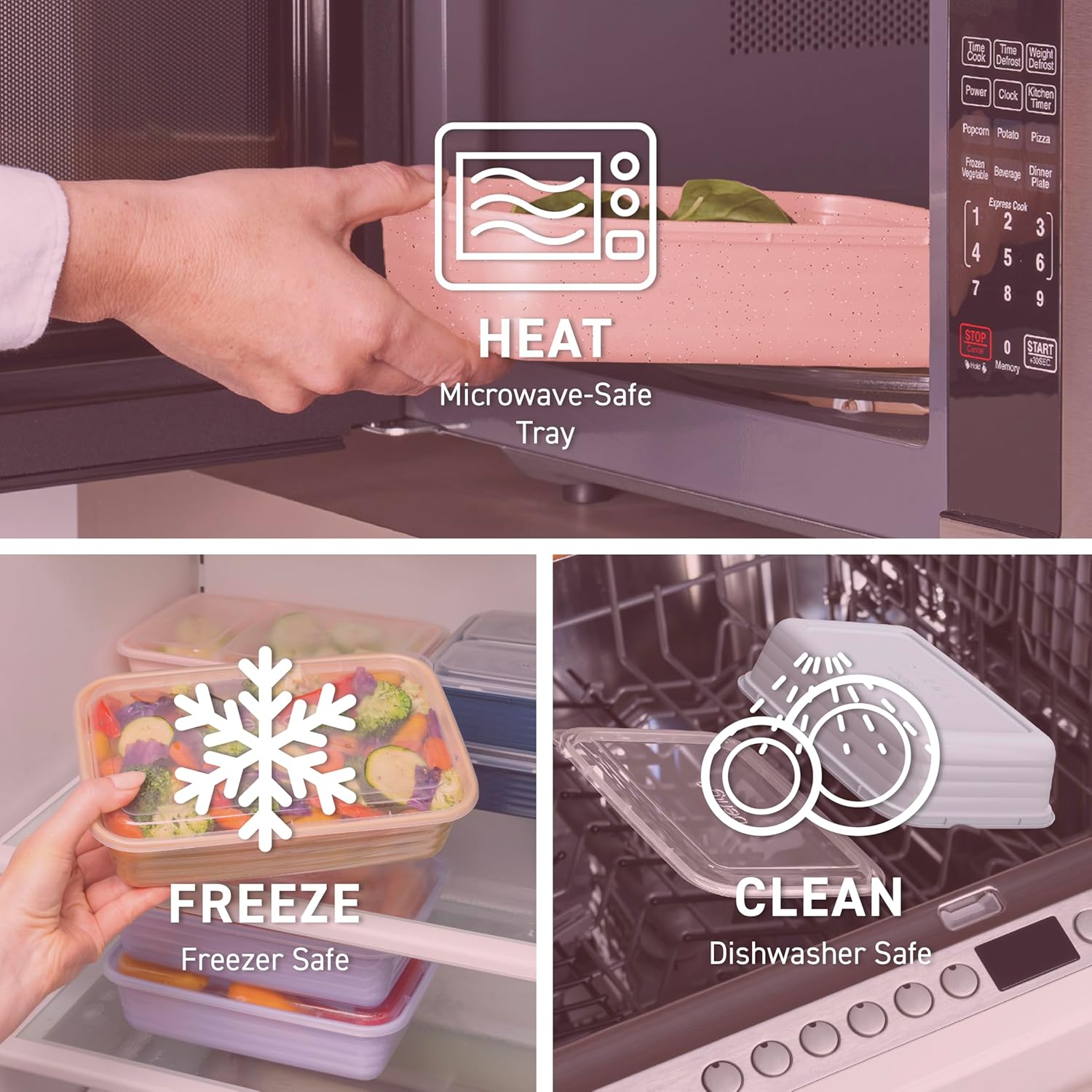 Bentgo 20-Piece Glitter Lightweight, Durable, Reusable BPA-Free 1-Compartment Containers - Microwave, Freezer, Dishwasher Safe (Glitter Garden Edition - Peony Glitter)