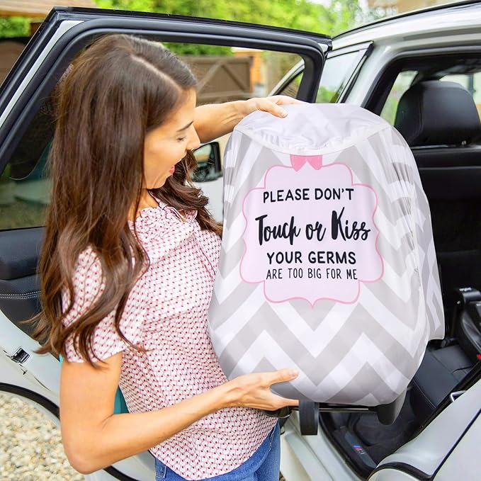 Metplus 2-in-1 Baby Car Seat Cover, Multi Use Cover for Baby Car Seat Canopy with Privacy Sun Shade, Protect Your Baby's Safety Seat with Style, Infant Carrier Covers for Boys & Girls-BubblyBeeBaby