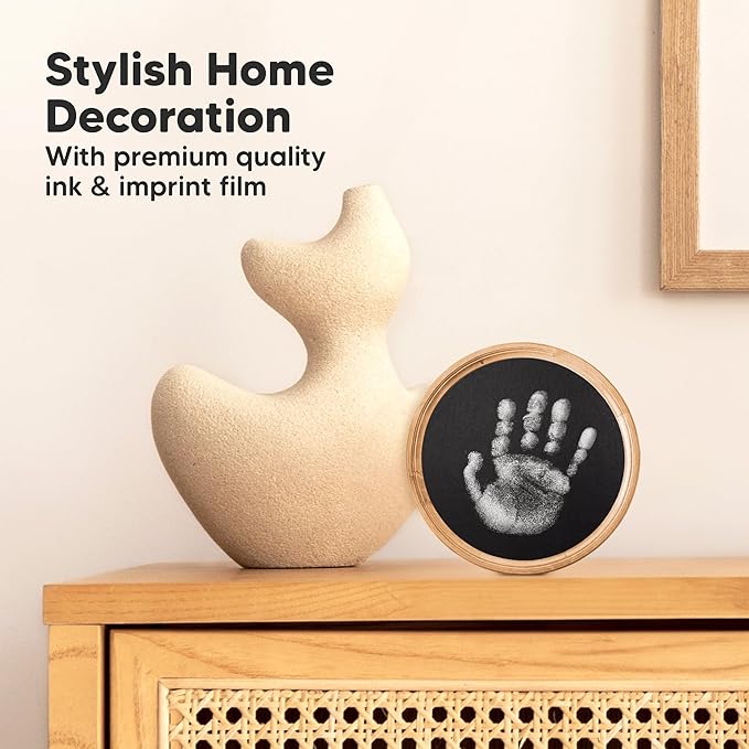 2-Pack Round Inkless Baby Hand and Footprint Kit - Mess Free Ink Pad for Newborn Keepsake, Dog Nose & Paw Print Kit, Clean Touch Ink Pad for Baby Hand & Footprints, Ideal New Mom Gifts (Silver)-BubblyBeeBaby