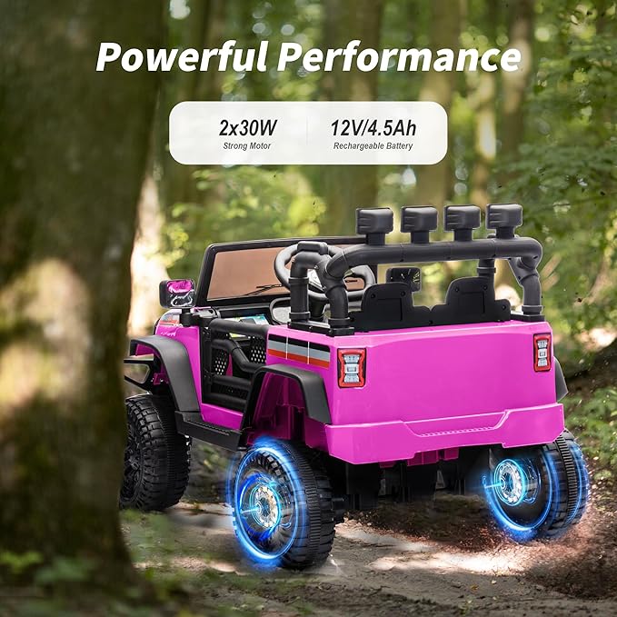 12V Kids Ride on Car Truck, Kids Electric Vehicles Car Ride on Toy for Toddlers w/Remote Control - Pink-BubblyBeeBaby