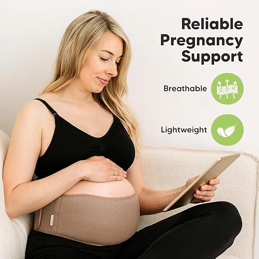 KeaBabies Maternity Belly Bands for Pregnant Women - Soft & Breathable Pregnancy Belly Support Band, Adjustable Maternity Belt for Back, Pelvic Support, Comfortable, Easy to Use (Warm Tan, M/L)-BubblyBeeBaby