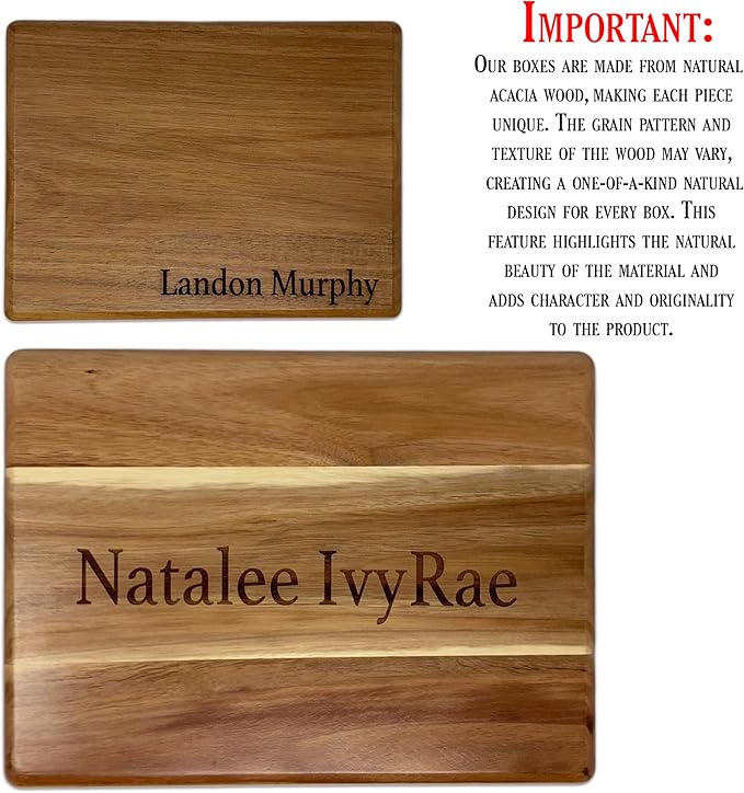 Keepsake Box for Wedding Anniversary - Customized Keepsake Box Engraved Connected Hearts with Names, 5 Years Anniversary, Acacia Wood Decorative Custom Memory Boxes, Surprise Love Message, 8x6x4 in-BubblyBeeBaby