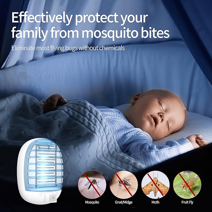 Indoor Bug Zappers, Fly Traps for Indoors, Insect Traps for Home Mosquito Killer for Kids & Pets, Home, Kitchen, Bedroom, Baby Room, Office (2 Packs)-BubblyBeeBaby
