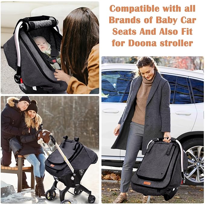 Waterproof Baby Stoller Bunting Bags Winter Carseat Canopies Cover to Protect Baby from Cold Wind, Super Warm Plush Fleece Baby Carrier Cover for Infant Boys Girls, Keeps Babies Warm and Cozy-BubblyBeeBaby