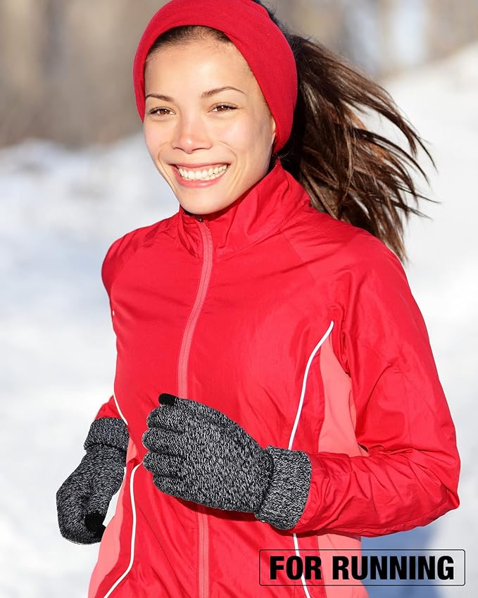 Geyoga 2 Pairs Women's Winter Touch Screen Gloves Soft Warm Fleece Lined Knit Elastic Cuff Winter Texting Gloves-BubblyBeeBaby