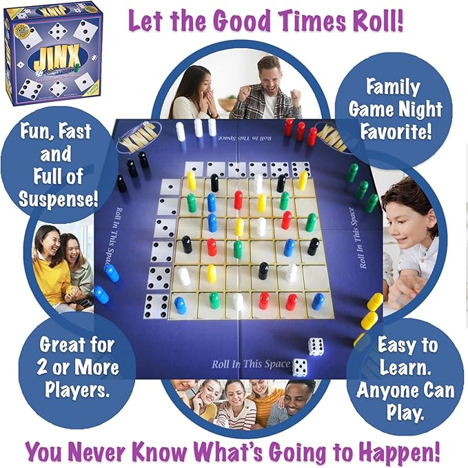 Jinx - Fast and Fun Board Game of Chance Where The Luck of The Roll Determines Your Fate - Game Night Fun for Family & Adults-BubblyBeeBaby