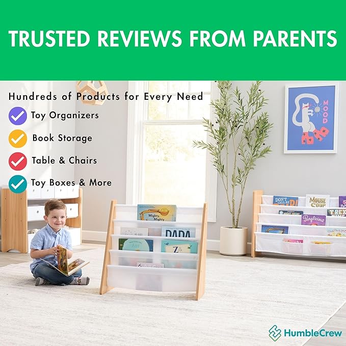 Humble Crew Supersized Toy Storage Organizer with 16 Removable Bins, Natural/White – Large Toy Storage for Toddlers Ideal for Kids' Rooms, Playrooms, and Nurseries - Modern Toy Bins for Kids-BubblyBeeBaby