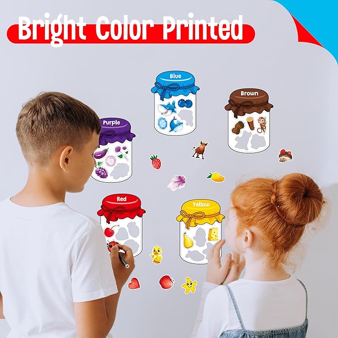 12 Pieces Magnetic Color Sorting Toys, 60 Color Magnets Educational Refrigerator Whiteboard for Baby Toddlers Kids Magnets-BubblyBeeBaby