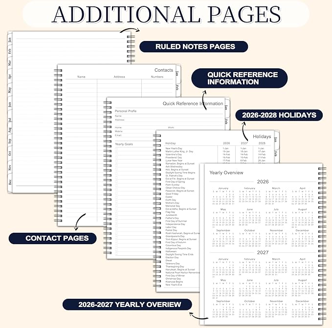 2026 Planner - 9” × 11”, 2026 Weekly and Monthly Planner, from JAN. 2026 to DEC. 2026, Inner Pocket, Premium Paper, Twin-wire Binding, Make Your Life Productive - Black-BubblyBeeBaby