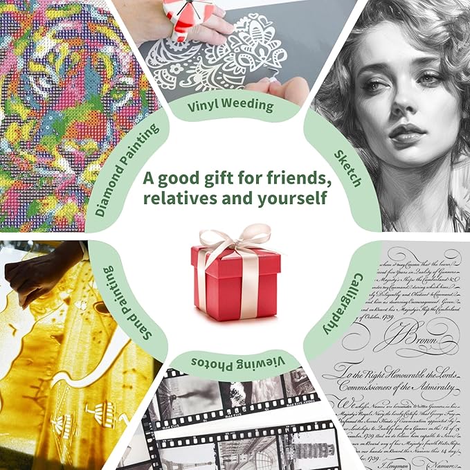 HIUKCOLED Rechargeable A4 Light Pad, Battery Powered Light Board, Stepless/6-level Dimmable Brightness with 3 Colors, Wireless LED Light Tracing Box for Diamond Painting,Drawing,Sketching,Animation-BubblyBeeBaby