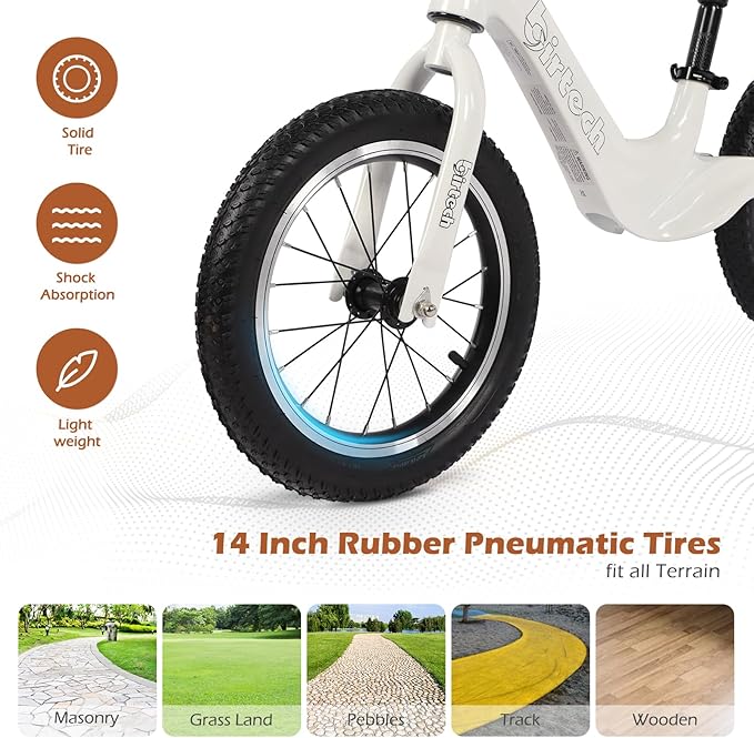 14" Kids Balance Bike for 3,4,5,6 Year Old Boys and Girls, Air Tires with Magnesium Alloy Frame, Lightweight No Pedal Toddler Training Bicycle-BubblyBeeBaby