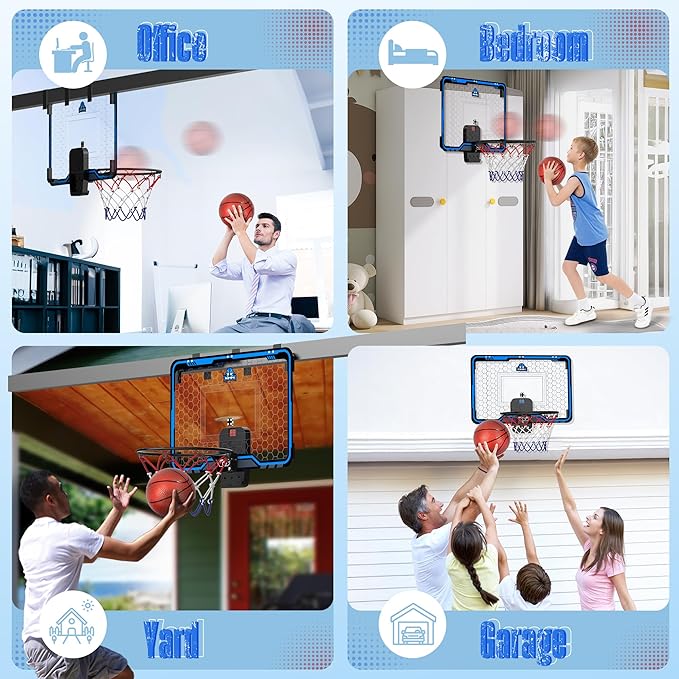 HopeRock Large Indoor Basketball Hoop for Kids Teens Adults, 24 X 16 Inch Over The Door Basketball Hoops with Electronic Scoreboard, Basketball Toys Birthday Gifts for Boys Girls-BubblyBeeBaby