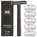 Henson Shaving Razor - Jet Black Double Edge Safety Razor with 5 Spare Blades - 30° Angled Precision With Superior Blade Rigidity- Reusable Single Blade Razors For Men and Women - Mild Aggression