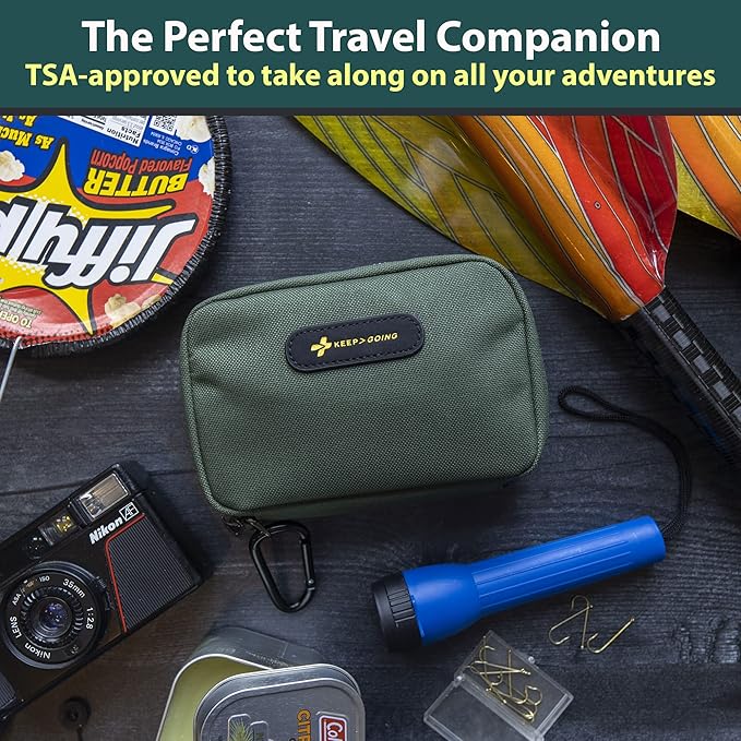 Keep Going Travel First Aid Kit for Kids – 130 Pc. for Car, Purse, Diaper Bag, Backpack, & Suitcase, with Latex-Free Bandages – 7 x 5 x 2 in. Travel First Aid Kit TSA-Approved-BubblyBeeBaby