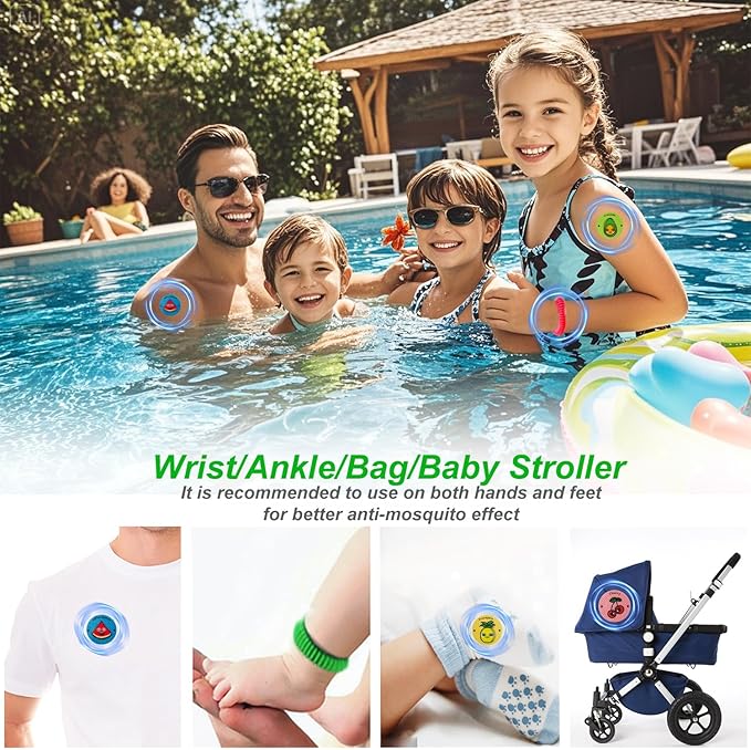 240Pcs Mosquito Patches Stickers, Individually Wrapped Natural Plant Based Mosquito Stickers with 6 Pack Mosquito Repellent Bracelets for Kids Adult Outdoor Hiking, Camping, Travel-BubblyBeeBaby