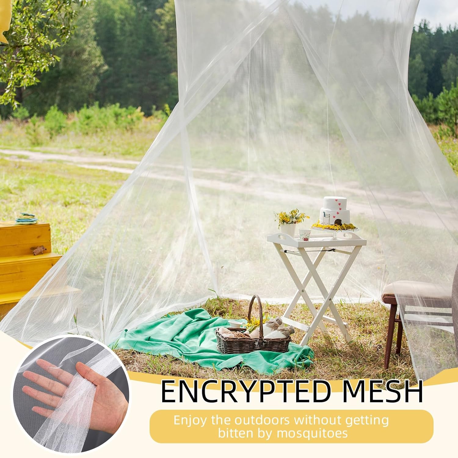 4 Corners Mosquito Net for Mosquiteros para Camas Bed Canopies Netting Bed Drapes Rectangular Mosquito Mesh for Camping Home Outdoor Travel(White,L75 X W79 X H67 Inch,Opening)