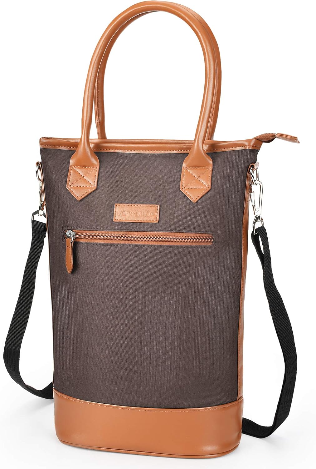 Tirrinia Insulated Wine Gift Carrier Tote - Travel Padded 2 Bottle Wine/Champagne Cooler Bag for Portable Wine Bottle Carrying Case, Women Men Event party, Gift for Wine Lovers