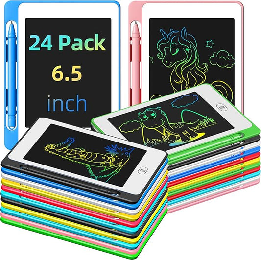 24 Pack LCD Writing Tablet for Kids, 6.5 Inch Colorful Doodle Board Drawing Tablet, Erasable Reusable Electronic Drawing Pads, Educational Learning Toys Birthday Gifts for Girls Boys Age 3 4 5 6 7 8-BubblyBeeBaby