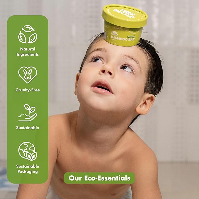 Tree Bottle Hydrolyzed Oat Protein + Aloe Vera Shampoo Bar for Kids – Gentle & Nourishing for Sensitive Scalps - Natural, Tear-Free, Sulfate & Paraben-Free - Made in USA - 4.5oz-BubblyBeeBaby