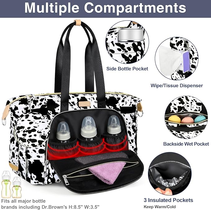 ITIEZY Diaper Bag Tote for Baby - Large Mommy Bag with Portable Changing Pad Pacifier Case, Hospital Bags Travel Baby Bag-BubblyBeeBaby