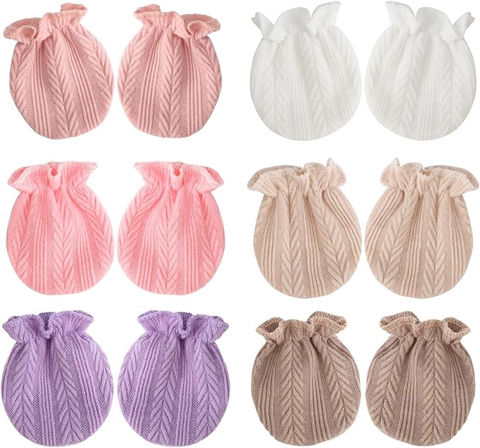 BQUBO Newborn Infant Toddler Mittens No Scratch Cotton Elastic Wrist Gloves Hypoallergenic for 0-6 Months Baby Boys Girls-BubblyBeeBaby