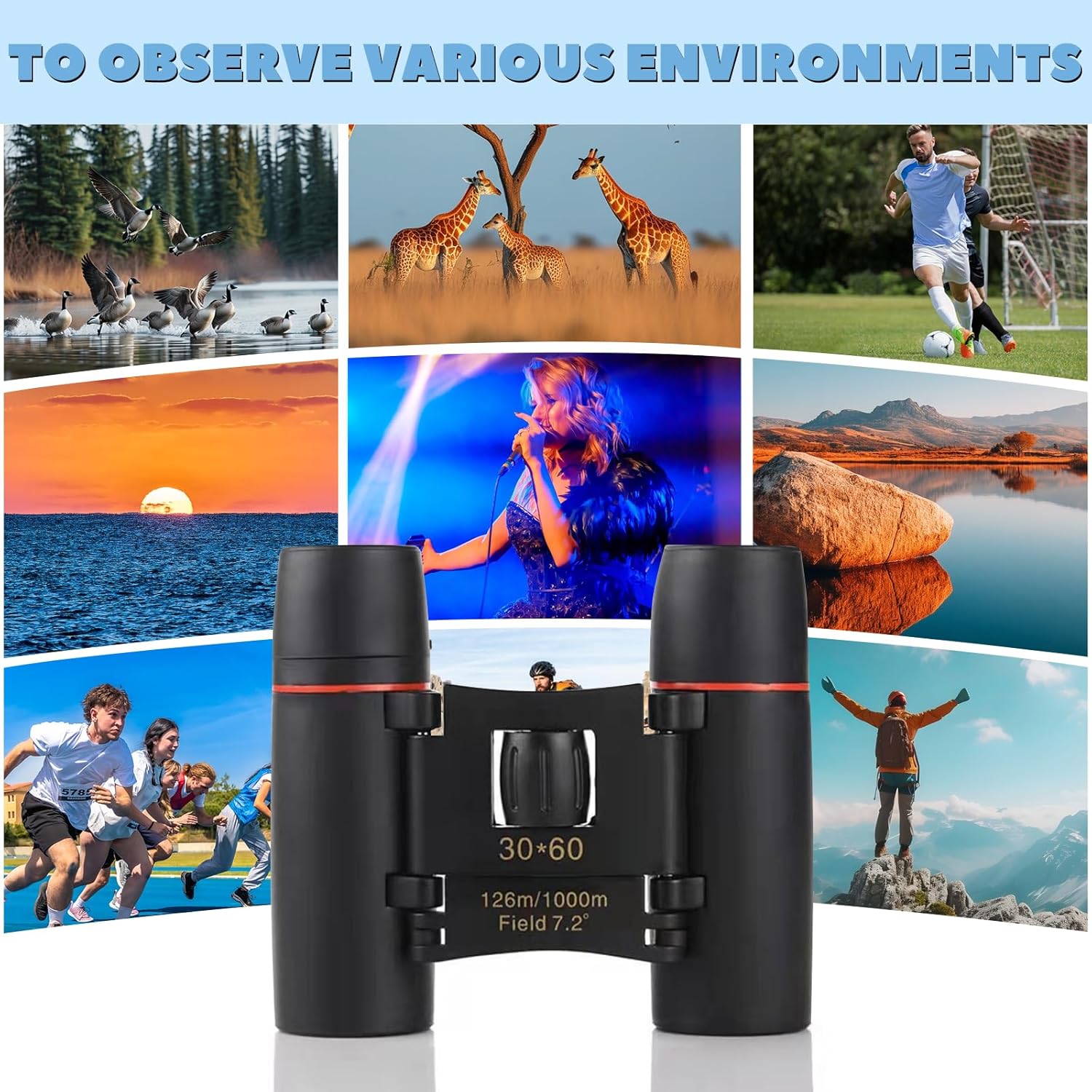 Binoculars for Adults Compact Mini Folding Waterproof Binoculars with High Power Portable for Bird Watching Cruising Hiking and Sports Events