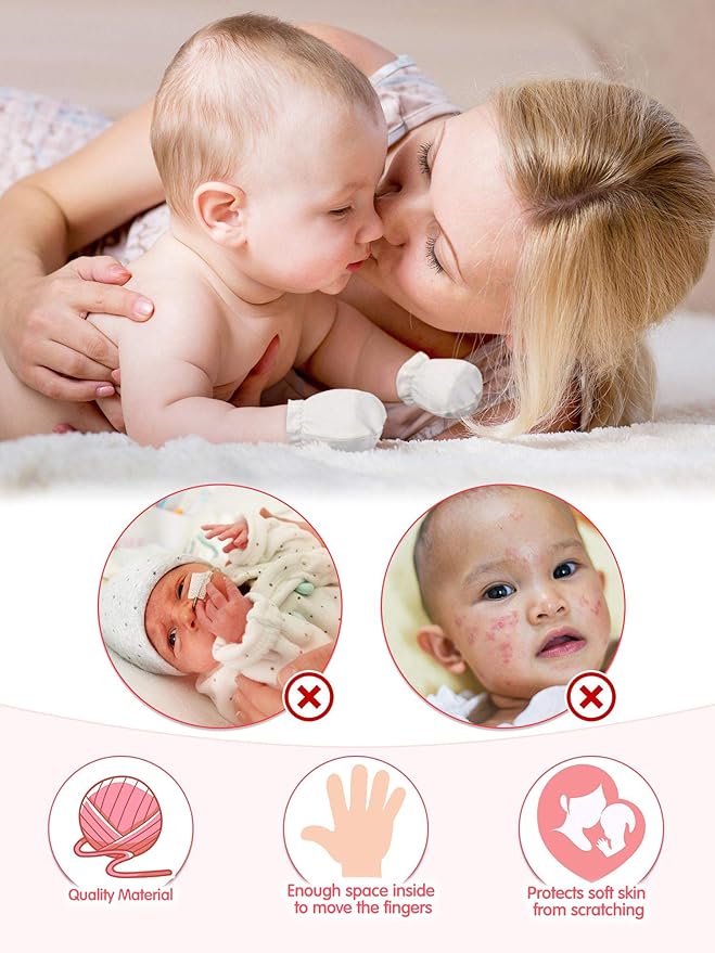 24 Pairs Newborn Baby Mittens Unisex Cute Glove No Scratch Baby Mittens Gloves for 0-6 Months Boys Girls-BubblyBeeBaby