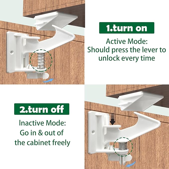 20 Pack Cabinet Locks Child Safety Latches - Vmaisi Baby Proofing Cabinets Drawers Lock - Upgraded Stronger Adhesive Easy Installation - No Drilling-BubblyBeeBaby