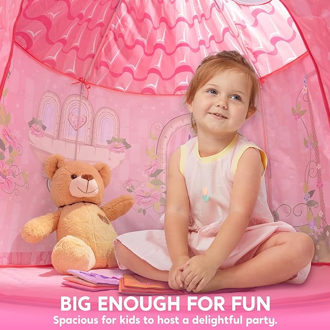 JOYIN Princess Tent Girls Large Playhouse Kids Castle Play Tent for Children, Pop Up Play House for Toddlers Indoor and Outdoor Games-BubblyBeeBaby