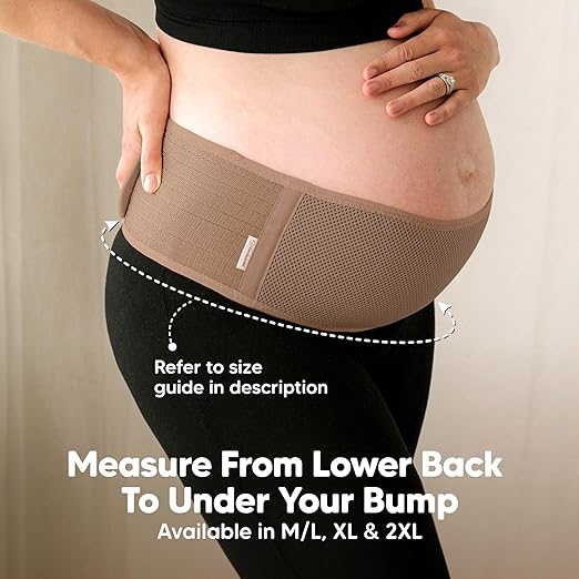 KeaBabies Maternity Belly Bands for Pregnant Women - Soft & Breathable Pregnancy Belly Support Band, Adjustable Maternity Belt for Back, Pelvic Support, Comfortable, Easy to Use (Warm Tan, M/L)-BubblyBeeBaby