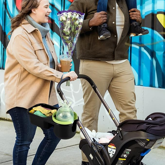 Accmor Stroller Cup Holder with Tray, Universal Cup Holder, Bike Bottle Holder, 361° Rotatable Large Caliber Drinks Holder for Stroller, Bike, Wheelchair, Walker-BubblyBeeBaby