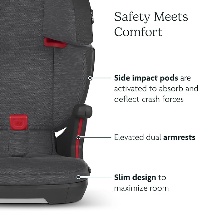 UPPAbaby Alta V2 High Back Booster Seat/Seven-Position, Active Support Headrest for Growing Children/SecureFit Integrated Belt Guide + Positioner/Cup Holder Included/Greyson (Grey Mélange)-BubblyBeeBaby