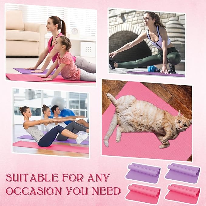 10 Pack Yoga Mats Bulk, 68'' x 24'' x 4mm Thick Yoga Mats for Kids and Adult Gym Mats Bundle Latex Free Exercise Mats with Non Slip Texture for Outdoor Yoga, Pilates or Workout-BubblyBeeBaby