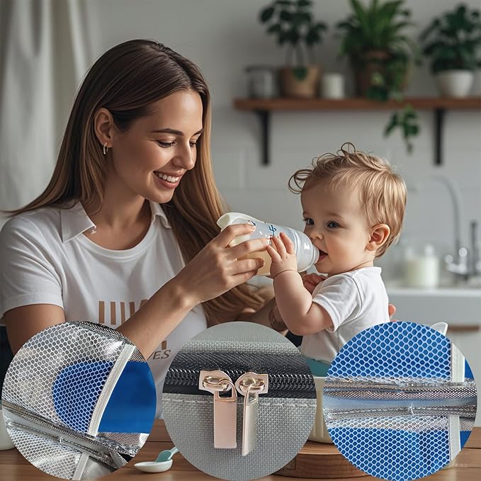 Insulated Breastmilk Cooler Bag with 2 Ice Packs - Breastmilk Cooler Organizer Bag for Daycare, Breastfeeding Mom Travel Outdoor-BubblyBeeBaby