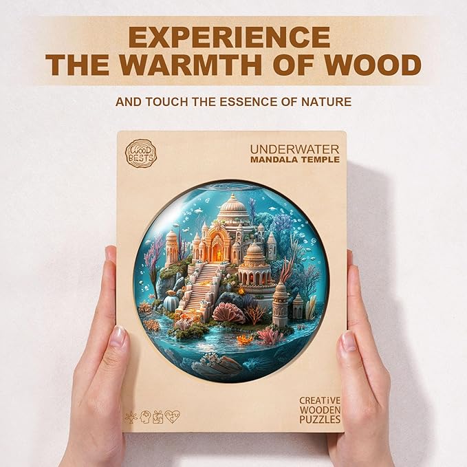 Jigfoxy Wooden Puzzles for Adults, Indian Temple Sanctua Wood Puzzles Adult, Unique Animal Shape Wooden Jigsaw Puzzles for Adults, Birthday Gifts for Puzzle Lovers, Family, Friend (S-8.5*8.5in-100pcs)-BubblyBeeBaby