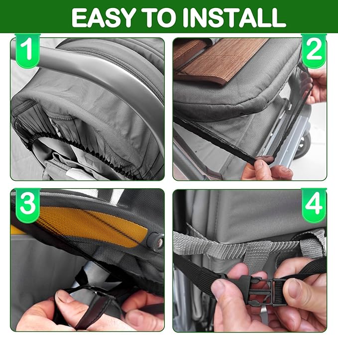 Baby Mosquito Net for Stroller Sun Shade, 2-in-1 Stroller Cover for Sun Protection with Two-Way Zipper and Storage Bag, Breathable Strollers Bug Net Suitable for Bassinet, Cradle, Car Seat – Black-BubblyBeeBaby