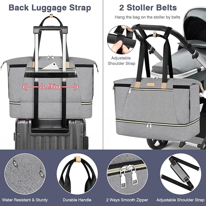 ITIEZY Diaper Bag Tote for Baby - Large Mommy Bag with Portable Changing Pad Pacifier Case, Hospital Bags Travel Baby Bag-BubblyBeeBaby